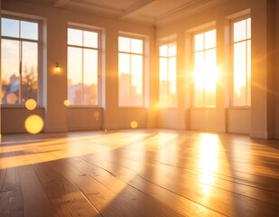 Sunlit Empty Room - Warmth and Potential in Interior Design.