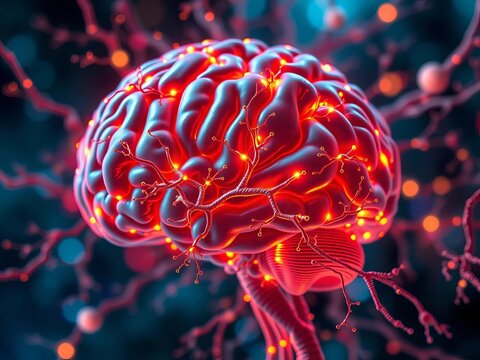 Brain neural network, interconnected neurons firing, cognitive processes and thought,  background,  neural network