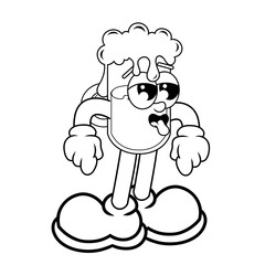 Retro character design from tired beer bottle outline