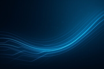 A minimal futuristic background with glowing blue wave lines flowing across a dark gradient surface, symbolizing technology, innovation, and digital connectivity.