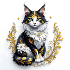 Cat with Gold Embellishments