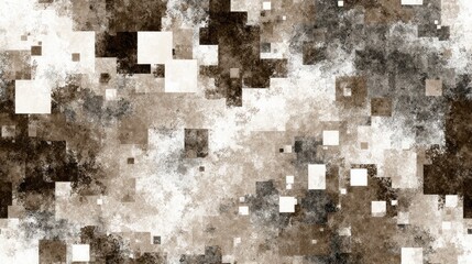 Abstract geometric pattern composed of scattered squares over a textured, mottled background
