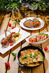 Delicious dining experience featuring grilled meats and gourmet dishes