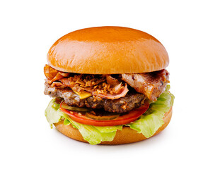 Delicious hamburger with toppings served on a fresh bun