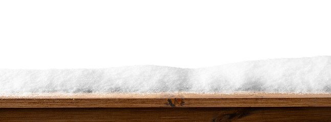 a winter Christmas background with snow on the wood.