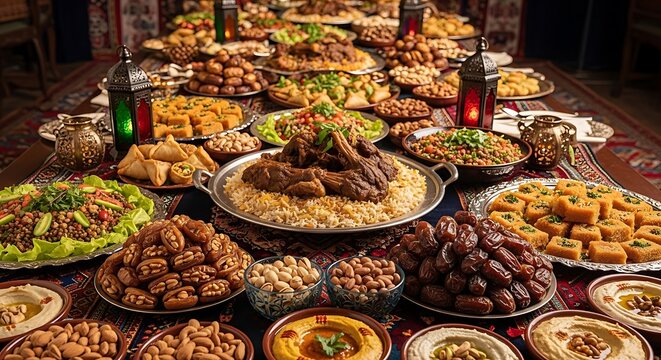 Lavish Ramadan Iftar Feast - A Celebration of Middle Eastern Cuisine.