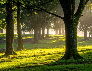 Sunlit Forest Glade - A Serene Woodland Scene.