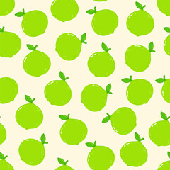 Refreshing lime fruit cartoon seamless pattern background