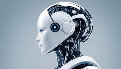 Futuristic Humanoid Robot with White Clean Design