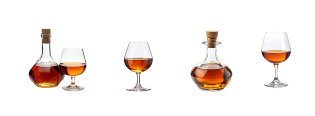 Collection of Cognac isolate on transparent background