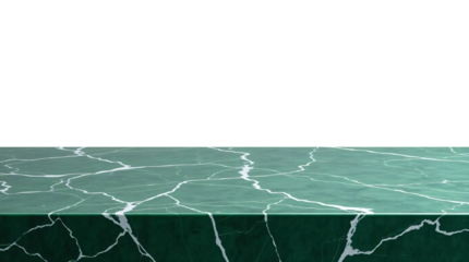 Empty green marble table isolated on transparent background