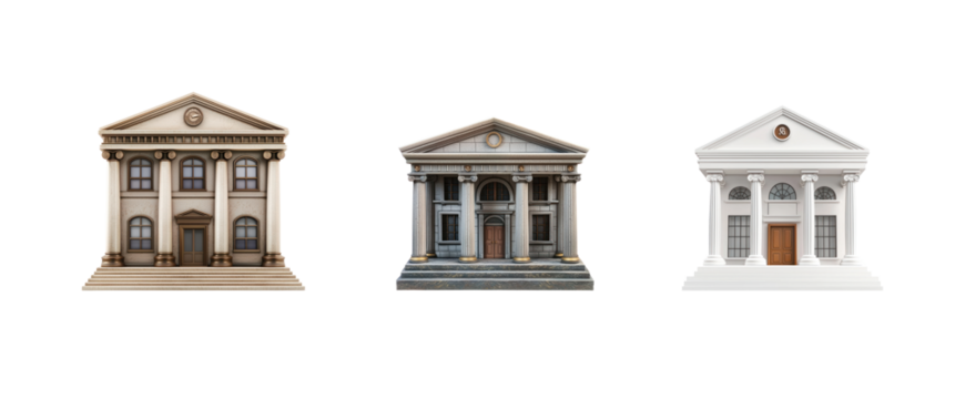 Collection of Bank isolate on transparent background - Powered by Adobe