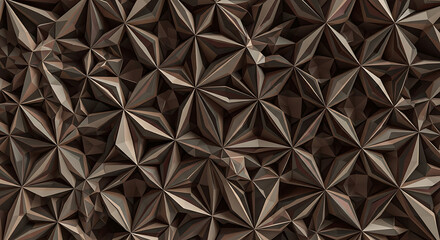 Abstract brown geometric pattern with repeating star shapes and polygonal design elements in a tiled layout ai generated