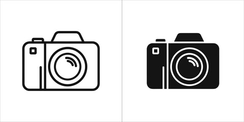 Illustration of a camera in black and white, for photography use