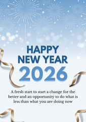 Beautiful 4K Happy New Year for All Design with Fireworks, Gold Text, Balloons, and Festive Celebration Background