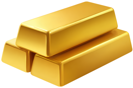  gold bar icon, gold ingot, three stacked bars, png element