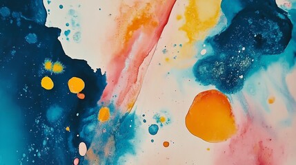 Colorful abstract watercolor painting with vibrant hues and dynamic shapes creating a visually stunning composition