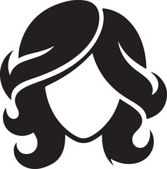 Curl hair Simple black silhouette of a woman's wavy hairstyle icon representing beauty and haircare services