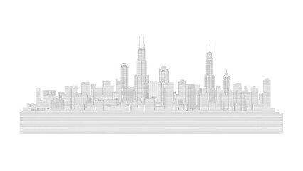 Fototapeta premium City Silhouette: A serene, minimalist depiction of a city's skyline, showcasing the architectural brilliance of urban landscape, a tribute to the structures that shape our world.