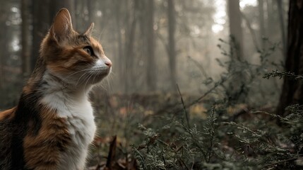 cat in forrest 