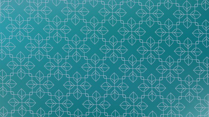 Seamless geometric pattern with stylized leaves a gradient teal single line texture