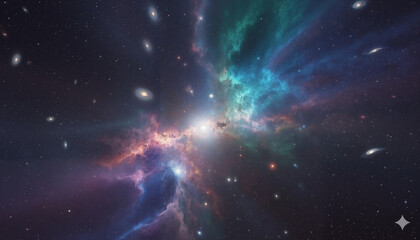 Cosmic nebula with colorful gases and stars in deep space   