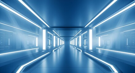 Fototapeta premium blue corridor in a modern building