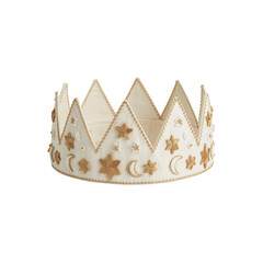 Embroidery crown with star and moon on a transparent background