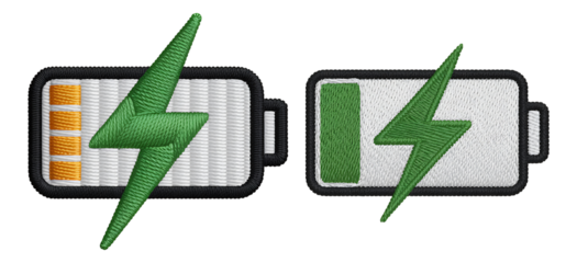 Embroidery battery charge on a transparent background