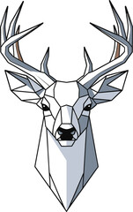 Modern geometric deer head with intricate polygonal lines in cool gray and white tones. A stylish, contemporary design for abstract art and wildlife lovers.