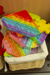 Playful rainbow silicone fidget set with textured bubbles for tactile engagement and sensory therapy