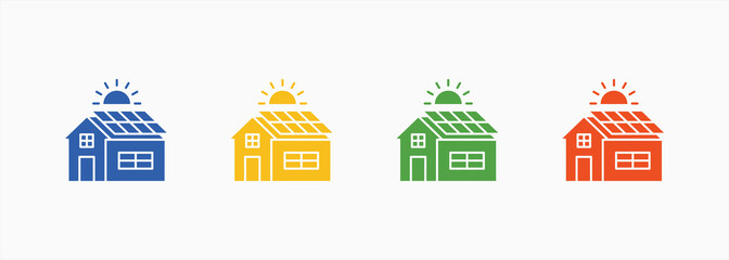 Solar Cell Icon Set Color Multiple Style Collection
