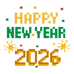 Fototapeta premium Happy New Year 2026 Pixel Art