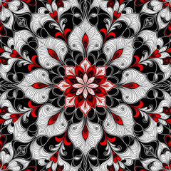 Red White and Black Mandala