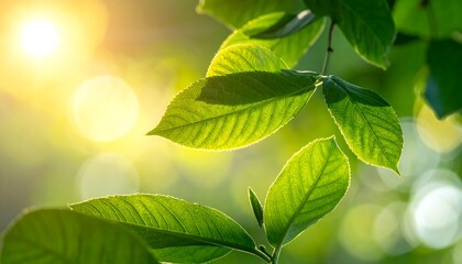 Sunlit Green Leaves - A Fresh and Vibrant Natural Scene.