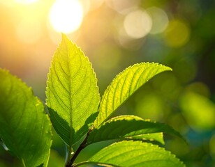 Sunlit Green Leaves - A Symbol of Growth and Renewal.