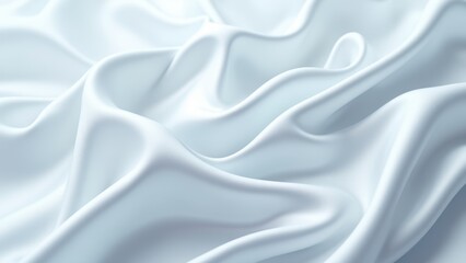 Obraz premium Smooth white satin fabric flowing in elegant waves and soft folds in closeup view, concept of luxury textile, bridal fashion, premium material