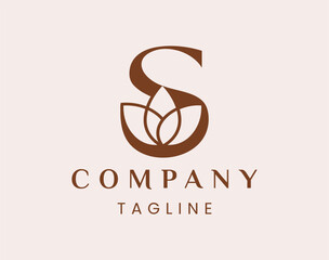 Letter S Elegant Lotus Flower Logo Design