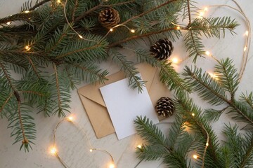 christmas tree branches and decorations