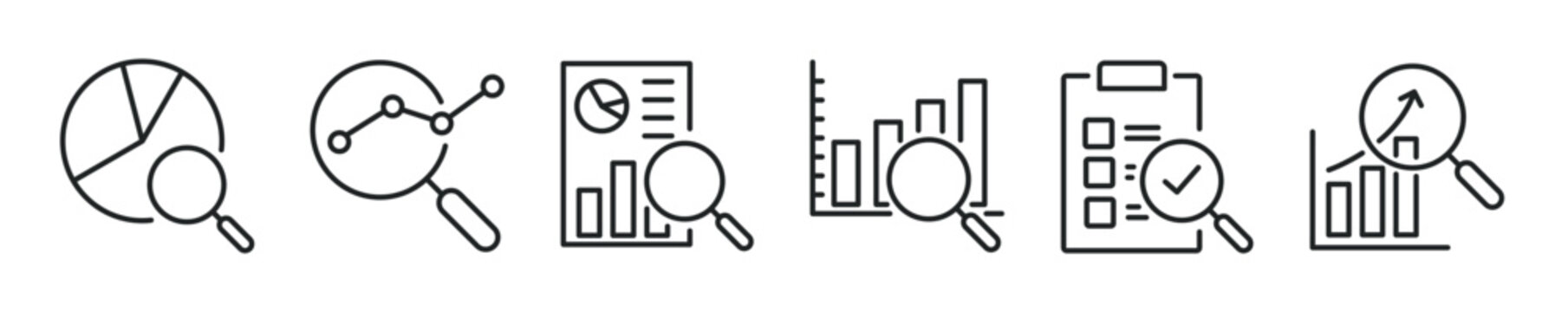 Statistic thin line icon set. Web minimal editable stroke icons