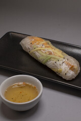 Vietnamese shrimp rolls, Fresh shrimp and herbs wraps, Delicious vermicelli and shrimp rice paper wraps, Tasty Vietnamese appetizer featuring fresh shrimp