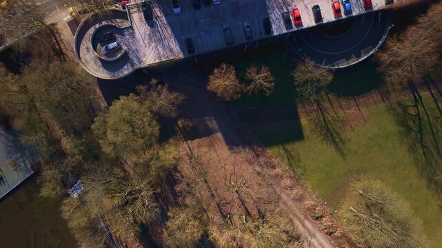 Aerial View of Parking Lot and Surrounding Trees