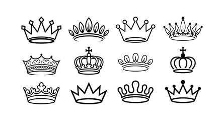Crown Vector Illustration Set Royal Emblems Authority Signs Decorative Elements © MdJobaidul