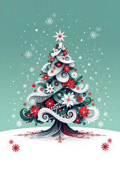 Christmas Tree Card with Snow