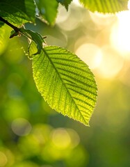 Sunlit Hornbeam Leaf - A Study in Green and Light.