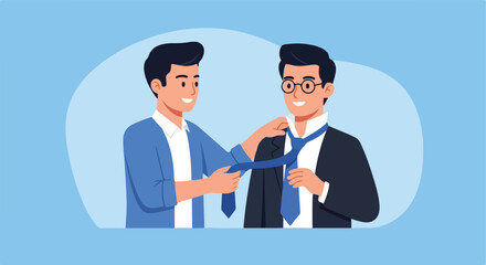 Person helping another with tie