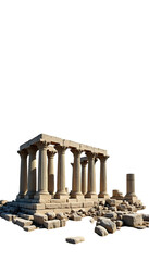Ancient greek temple ruins with columns and stone structure