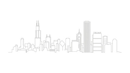 Urban Silhouette: A minimalist, clean illustration captures the essence of a modern city skyline. It showcases towering buildings. The sleek design embodies the city's ambition.