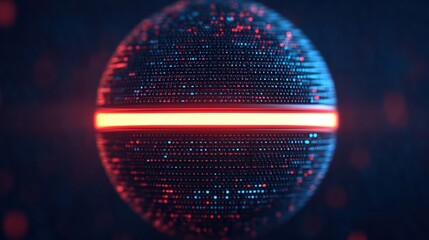 Breaking News Banner, Abstract glowing sphere with a red line in the center.