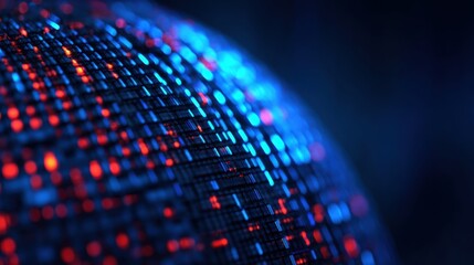 Breaking News Banner, Glowing abstract surface with vibrant blue and red light patterns.